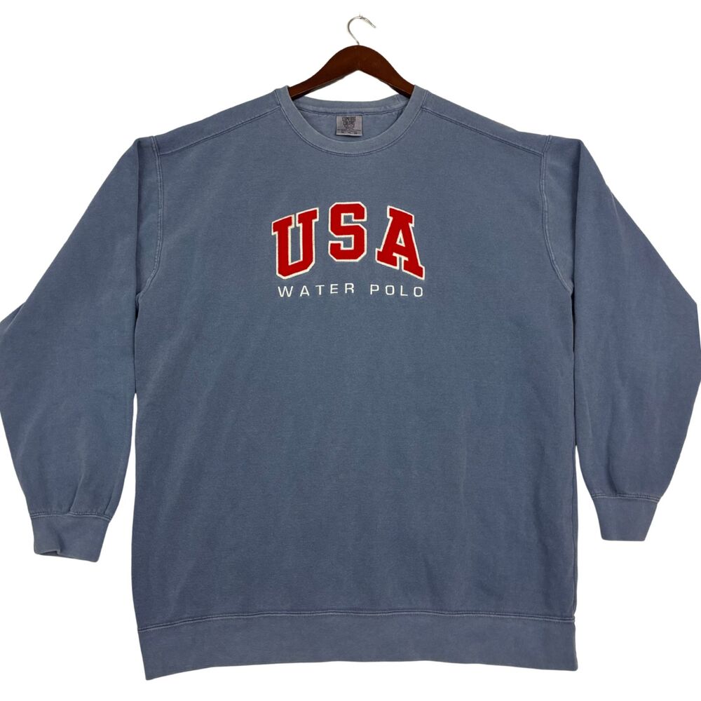 USA Water Polo Comfort Colors Blue Crewneck Sweatshirt Adult XL Team USA